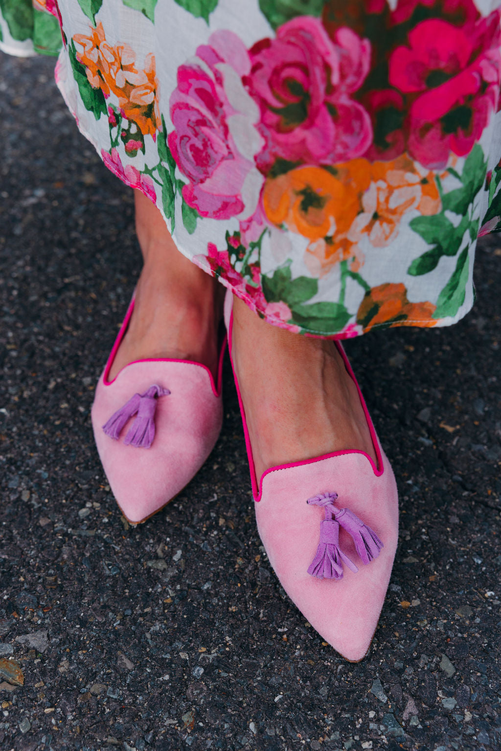Pig Rose-Bouganville-Hot Pink Tassel Loafer Pointy (short tassel)