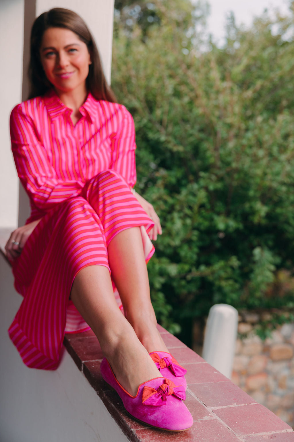 Hot Pink-Arancio bow loafers