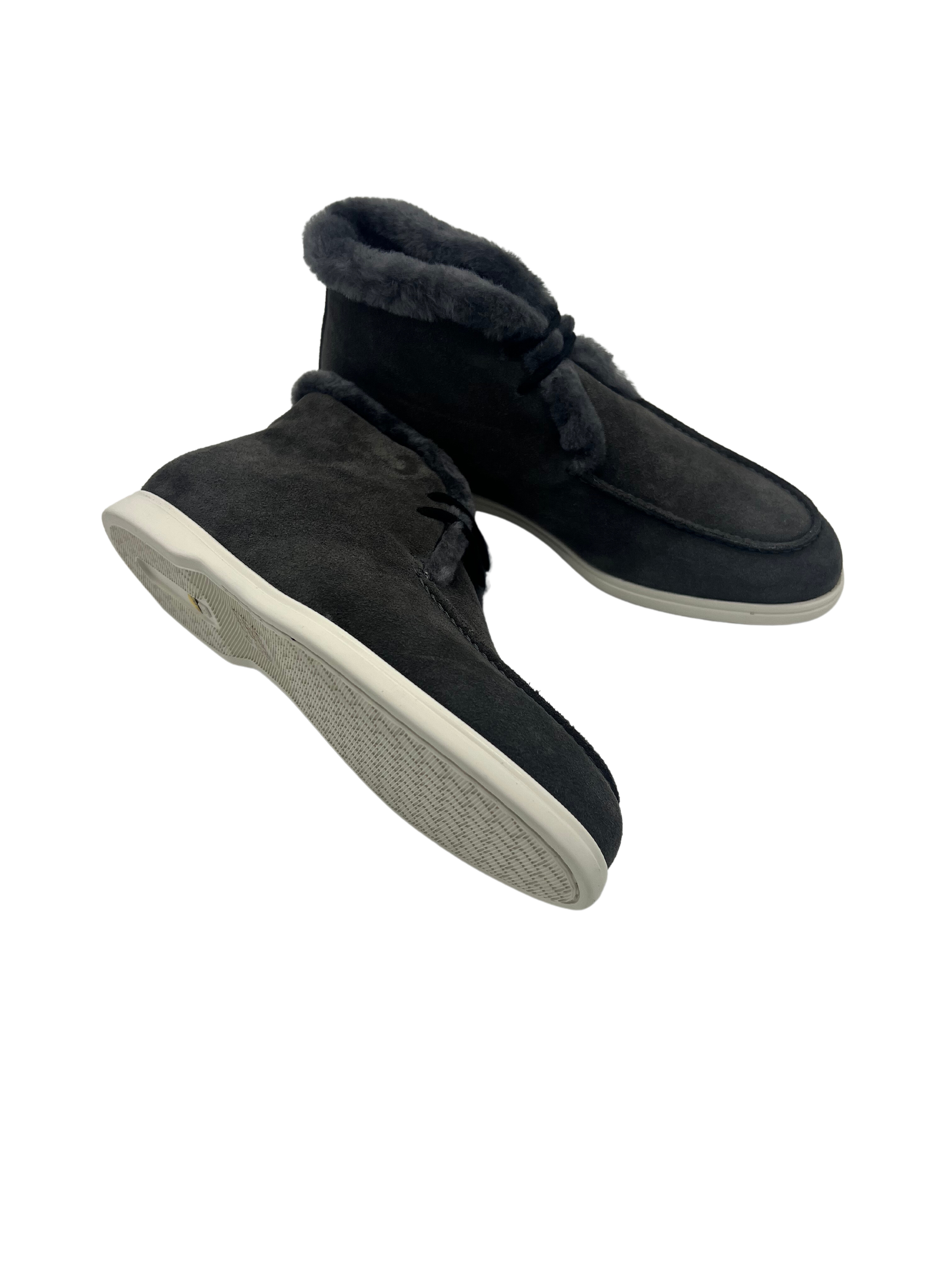 Lace-up ankle boots anthracite lined