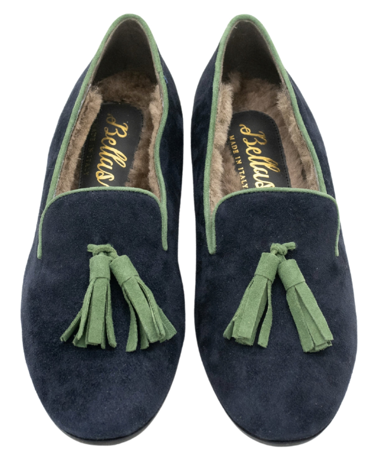 Blu Notte-Verde Tasselloafer gefüttert