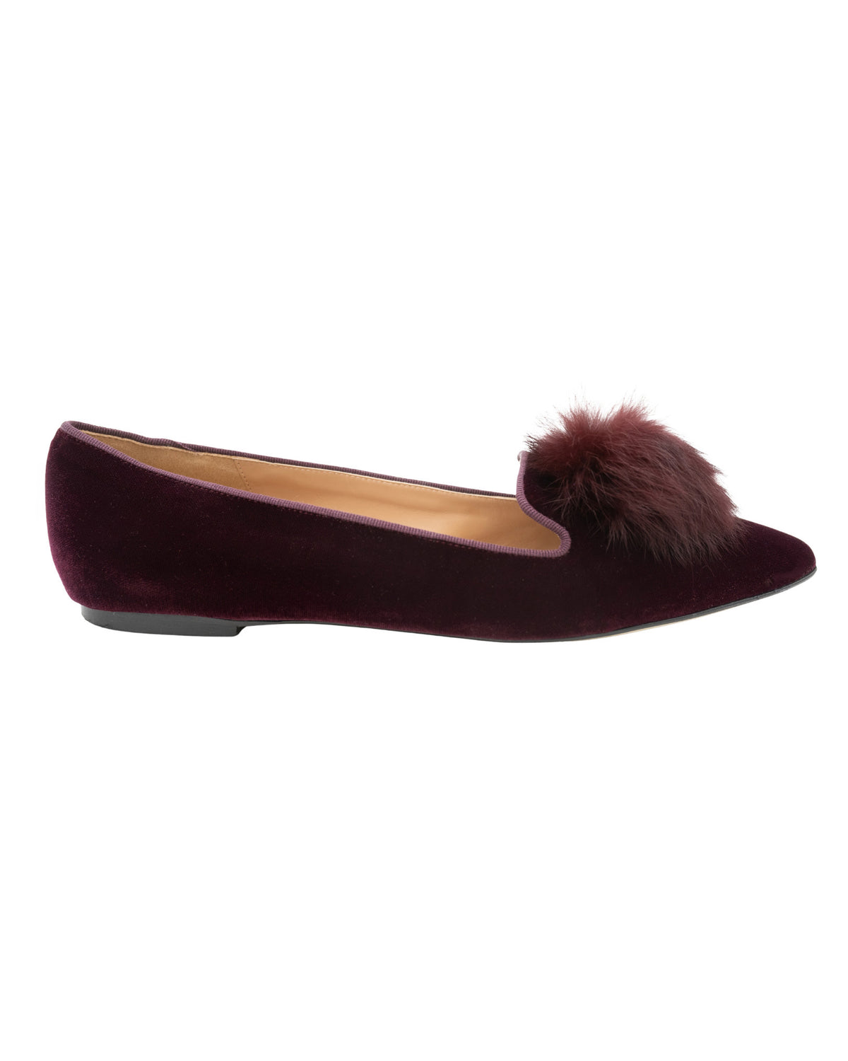 Bordeaux Pompon Samt Pointy