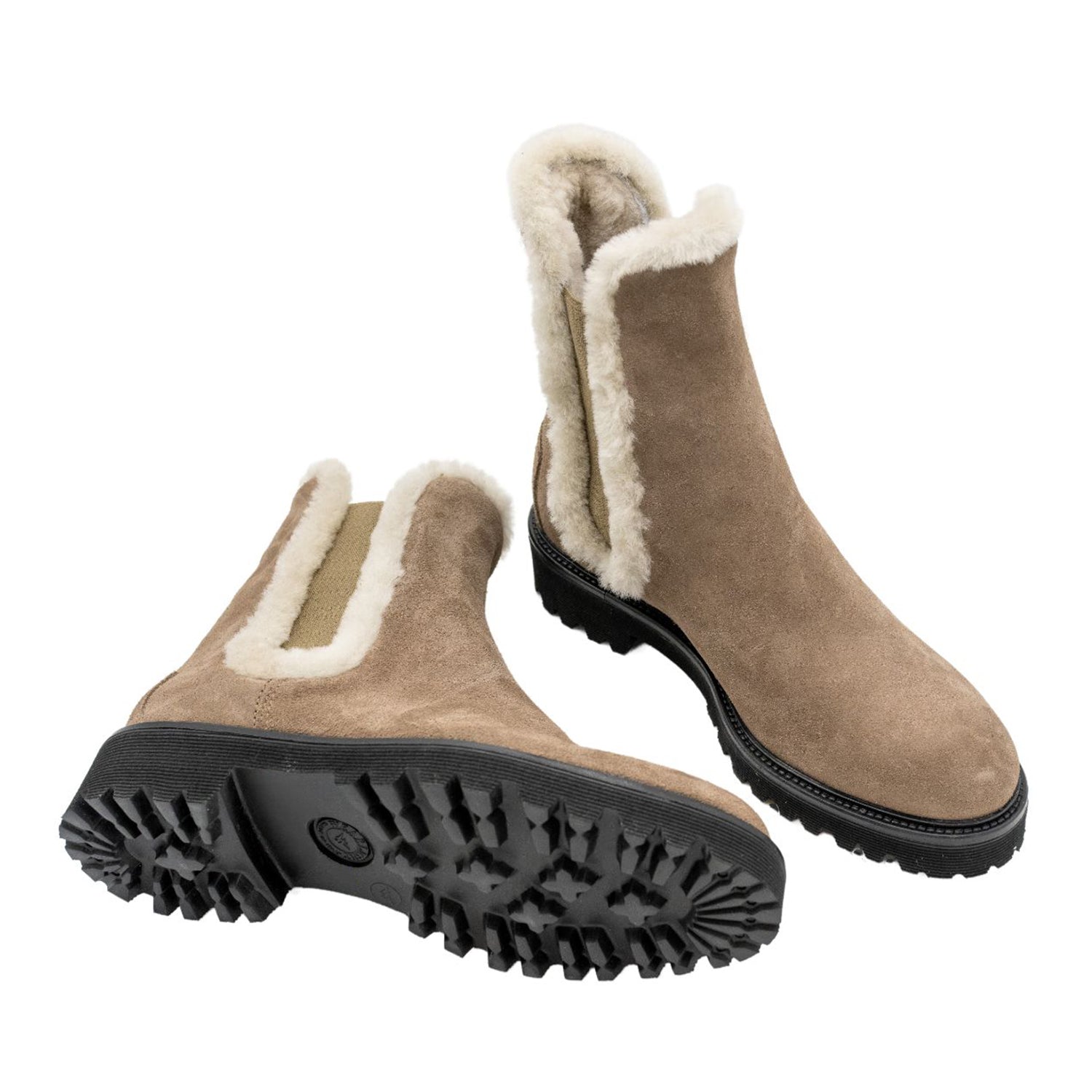 Chelsea boots taupe with lambskin lining