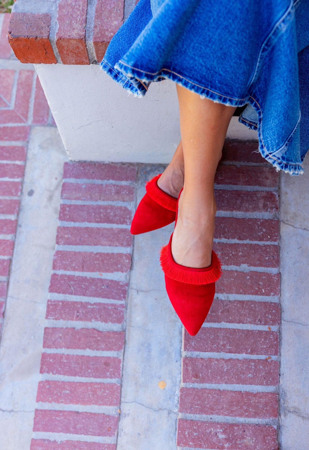 Mules Rosso Fringed