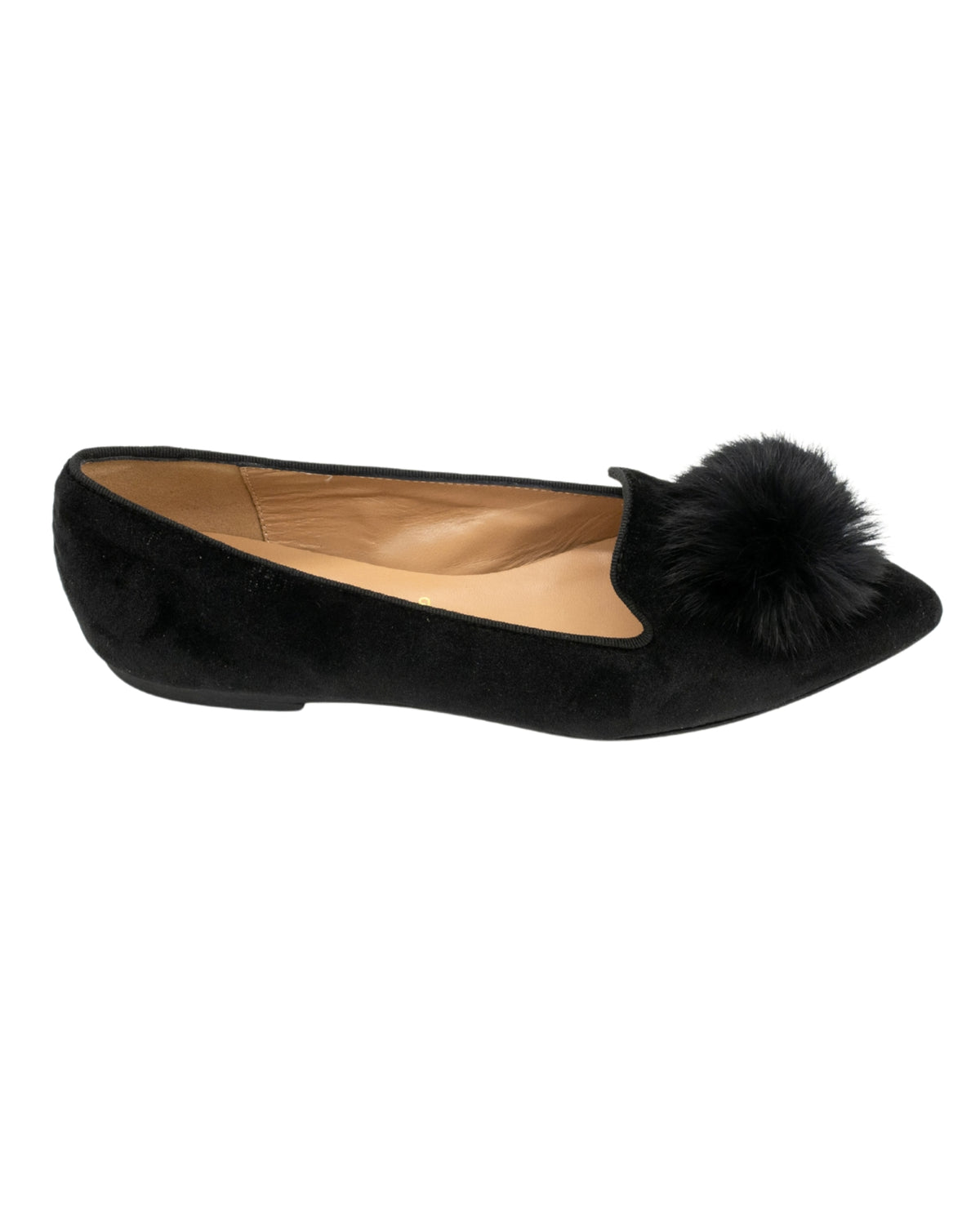 Nero Pompon Samt Pointy