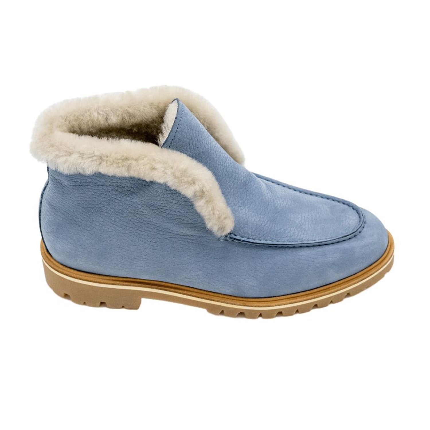 Denim lined ankle boots with profile sole