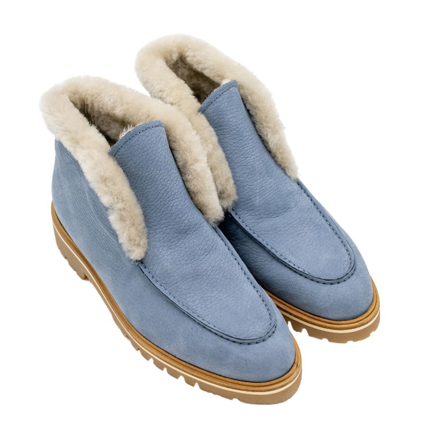 Denim lined ankle boots with profile sole