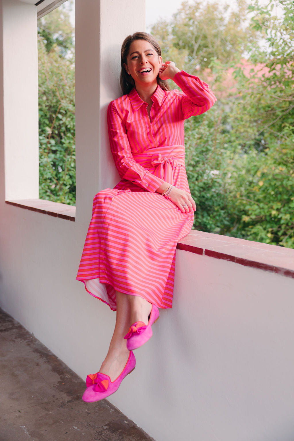 Hot Pink-Arancio bow loafers