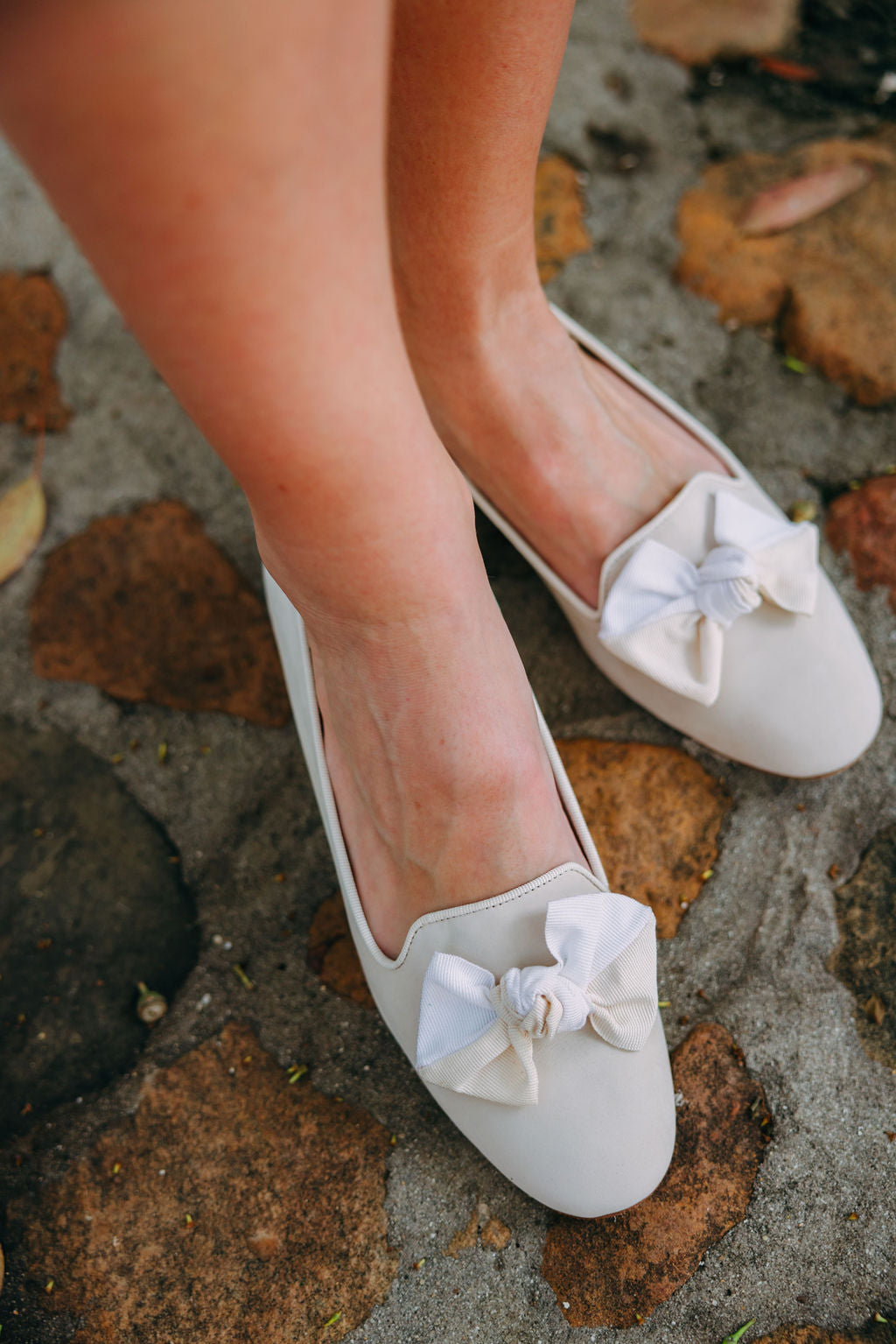Beige-Panna bow loafers