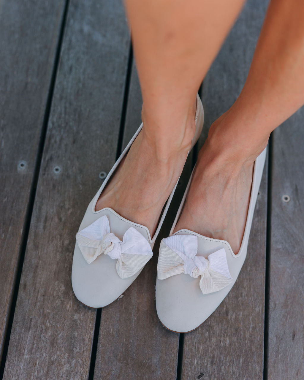 Beige-Panna bow loafers