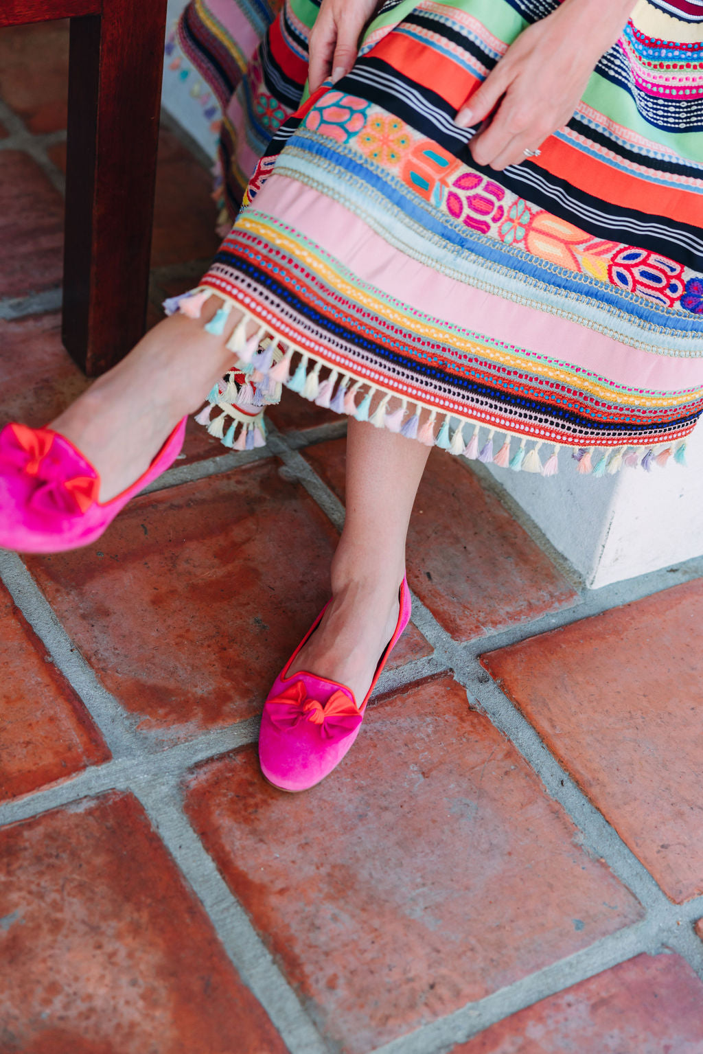 Hot Pink-Arancio bow loafers