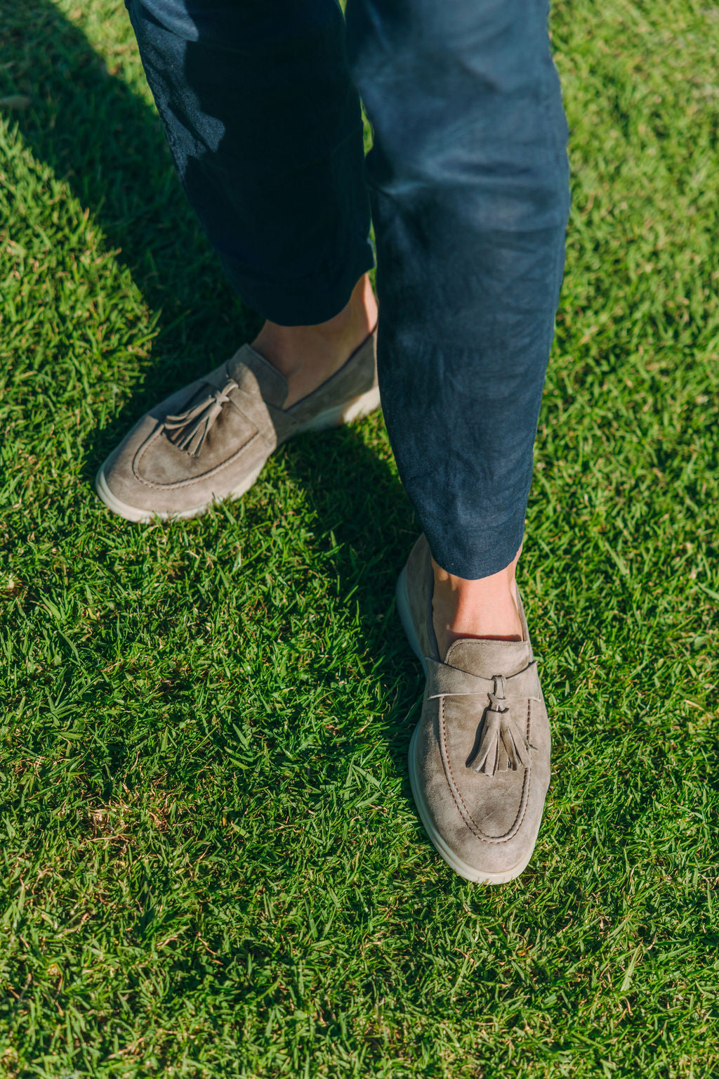 Taupe Tassel Yacht Slippers Men