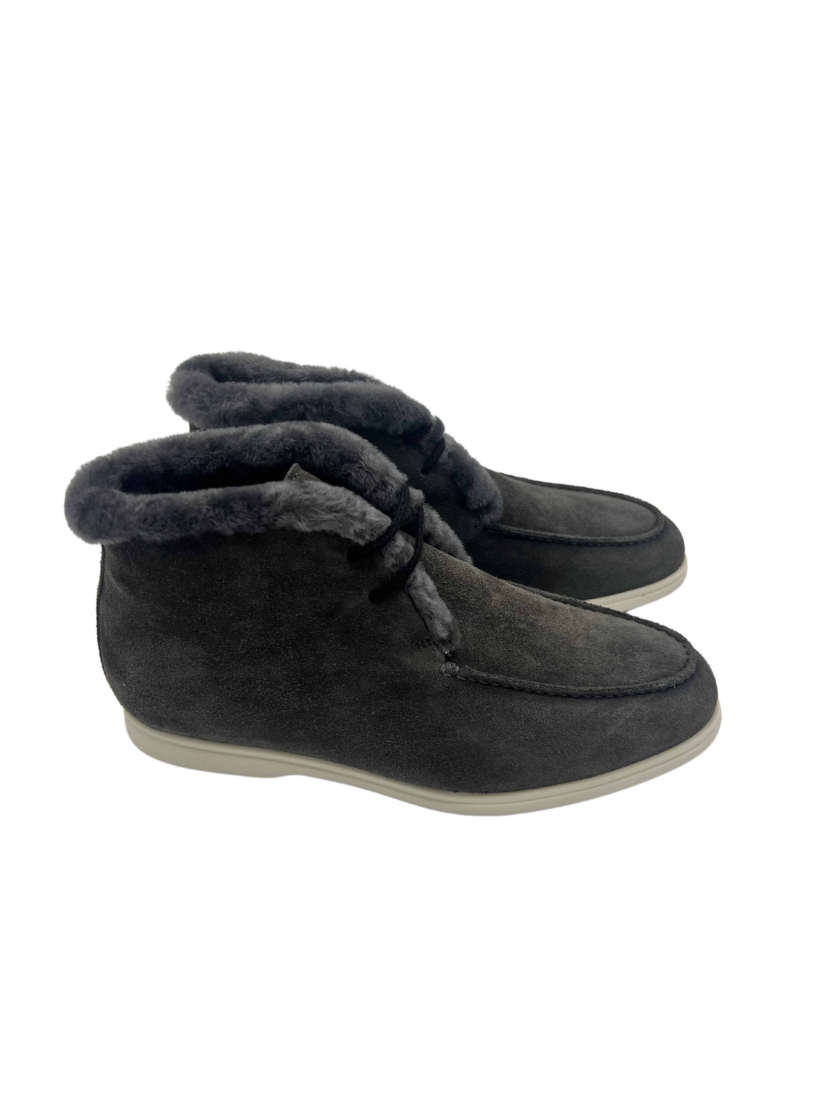 Lace-up ankle boots anthracite lined
