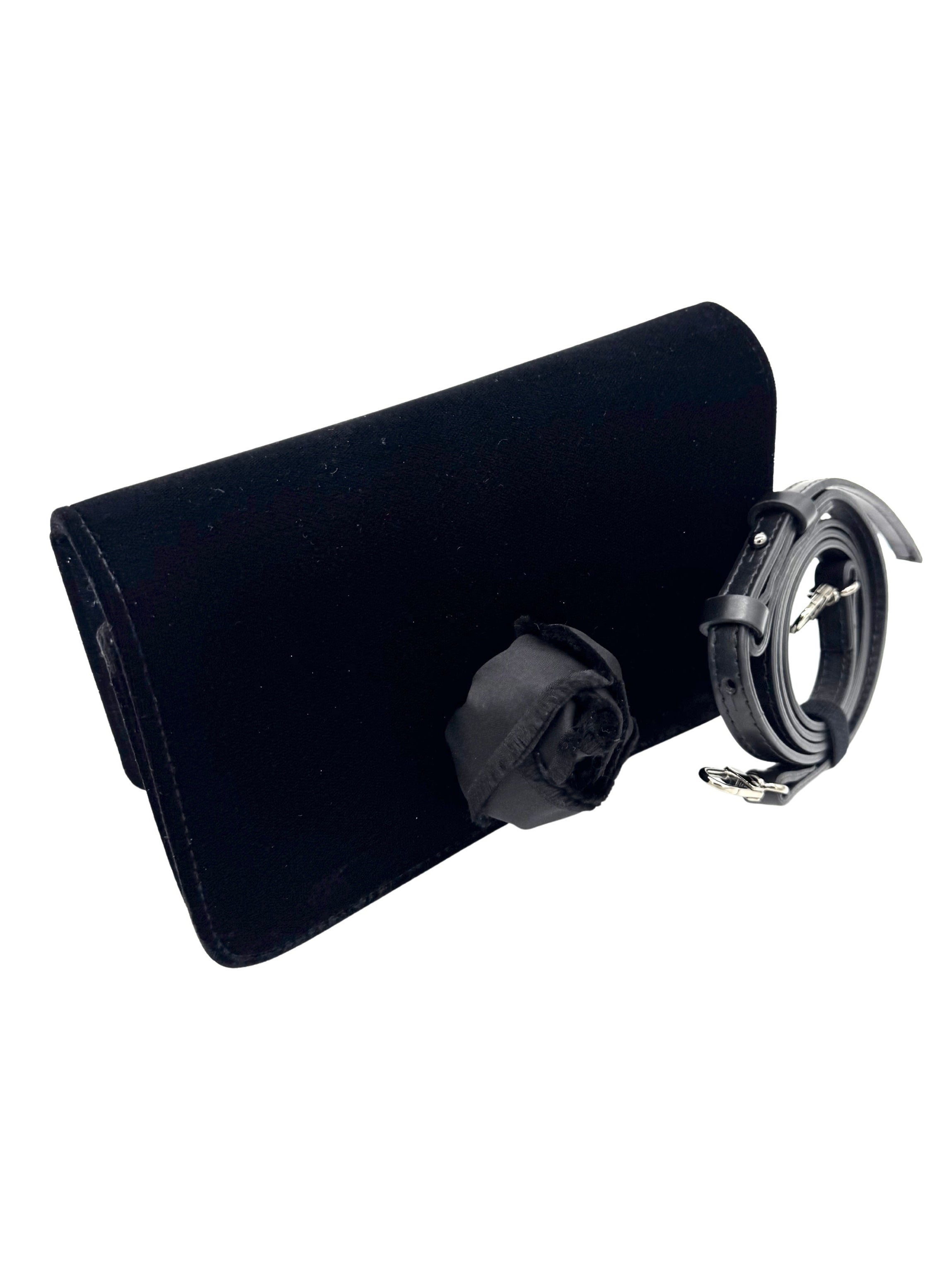 Nero Velvet Fiore Clutch