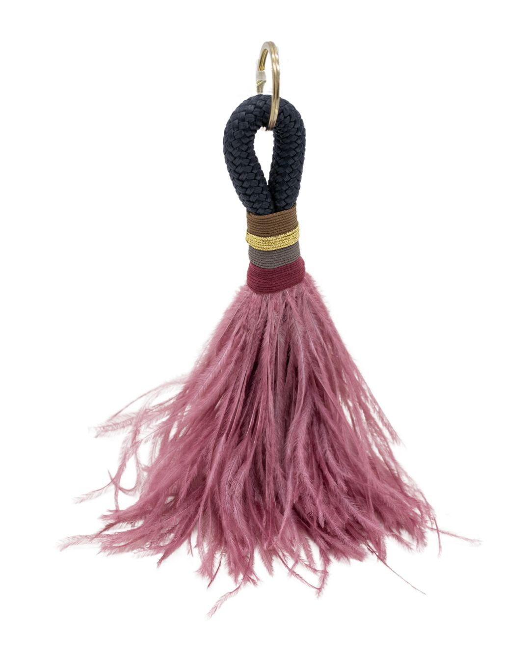 Berry-Brown Keychain Feathers
