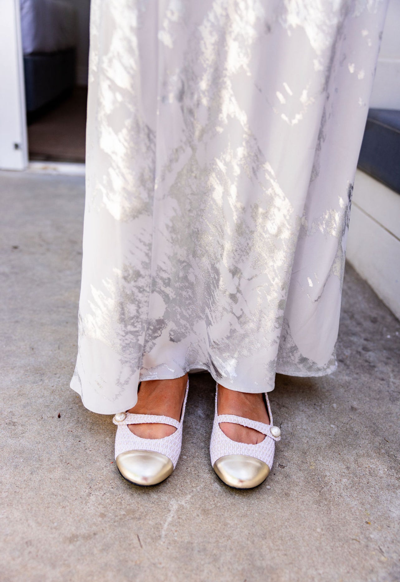Mary Jane Platino Tweed Cream