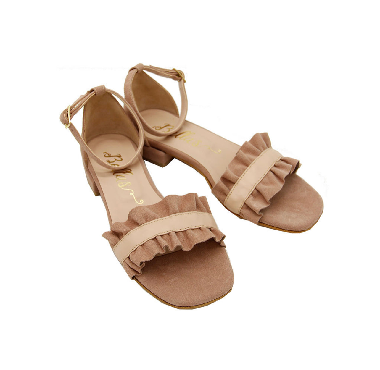 Suede Sandals Ruffles Pink