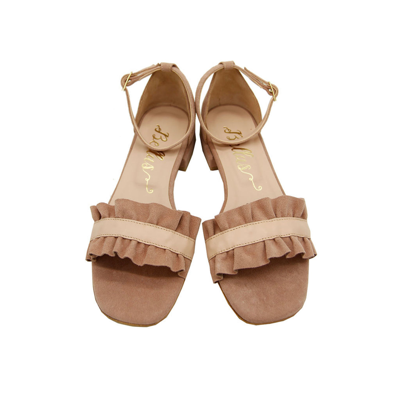 Suede Sandals Ruffles Pink